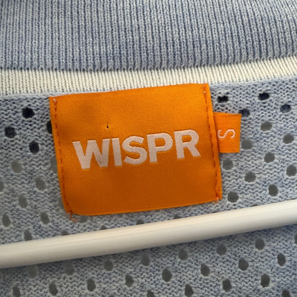 WISPR Light Blue Cotton Silk Pointelle Knit Polo Star Shine Sweater Small - Picture 2 of 5